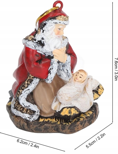 Ozdoba choinkowa Zawieszka bożonarodzeniowa Żywica Święty Mikołaj 7,6x6,2cm