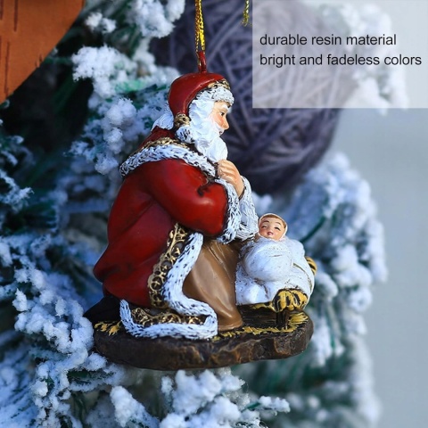 Ozdoba choinkowa Zawieszka bożonarodzeniowa Żywica Święty Mikołaj 7,6x6,2cm