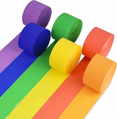 Papier Krepowy Serpentyn z Papieru Krepowego do Dekoracji 6szt 4,5cm x 36m