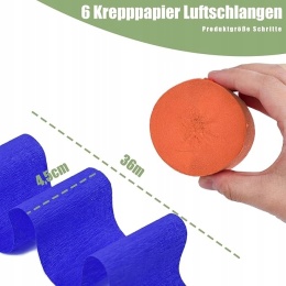 Papier Krepowy Serpentyn z Papieru Krepowego do Dekoracji 6szt 4,5cm x 36m