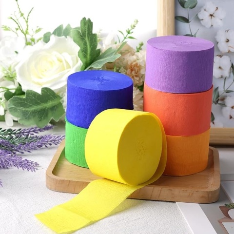 Papier Krepowy Serpentyn z Papieru Krepowego do Dekoracji 6szt 4,5cm x 36m
