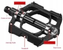 Pedały do rowerów szosowych MTB ze stopu aluminium czarne 9/16" 2 sztuki