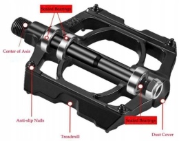 Pedały do rowerów szosowych MTB ze stopu aluminium czarne 9/16