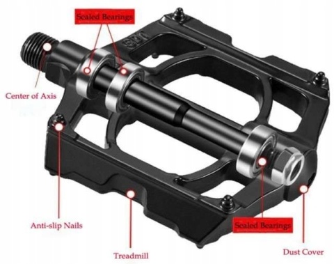 Pedały do rowerów szosowych MTB ze stopu aluminium czarne 9/16" 2 sztuki