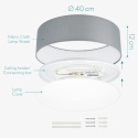 Plafon okrągły Navaris 40 szary