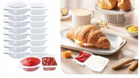 Pojemnik na sos plastikowe z pokrywkami przezroczyste 30szt