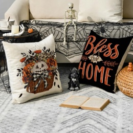 Poszewka na poduszkę Dekoracyjna Motyw Halloween Dynie 45x45cm 4szt