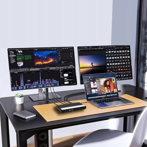 Stacja dokująca USB C 17w1 z 3 HDMI do laptopa na 3 monitory zestaw