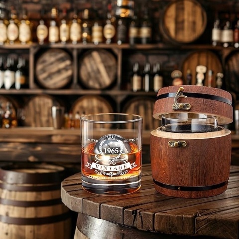 Szklanka do whisky Prezent na 51 urodziny z pudelkiem beczką Angielski
