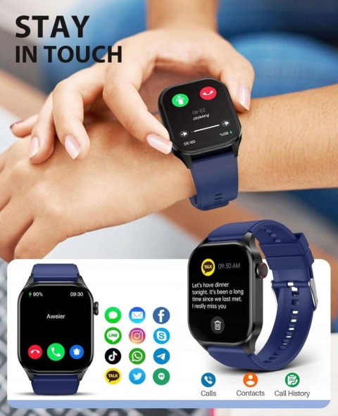 Zegarek sportowy smartwatch 1,7'' AMOLED IP68 niebieski