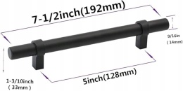 Zestaw 10 uchwytów do mebli 192 mm czarne matowe stal nierdzewna do szafek