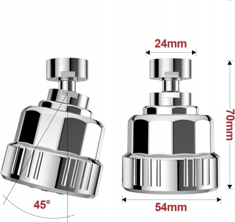 Aerator do kranu wylewka perlator 360° 5 funkcji chrom