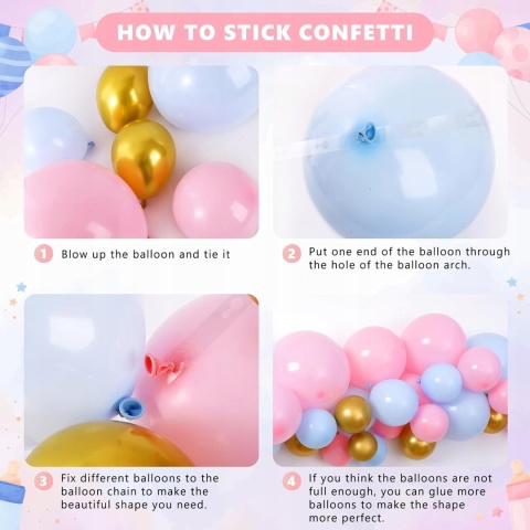 Balony Dekoracja na przyjęcie z okazji ujawnienia płci Baby Shower 147 szt