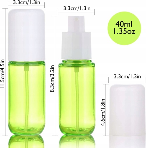 Butelki podróżne z rozpylaczem mini wielokolorowe 40ml 4szt