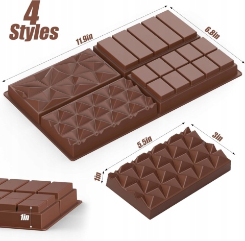 Foremka do czekolady dubajskiej silikonowa forma 4w1 30x18 cm 2szt