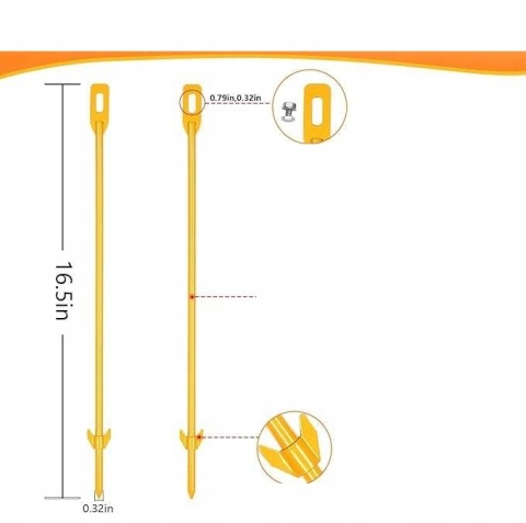 Kotwy gruntowe metalowe do mocowania znaków ogrodzeń namiotów 2szt 43 cm
