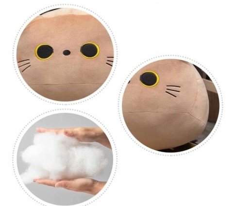 Maskotka pluszak zabawka dla dzieci brązowy okrągły miękki kot 25 cm