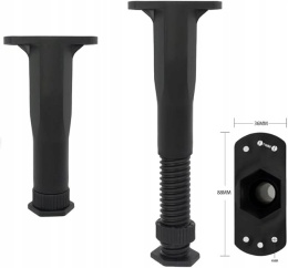 Nóżki meblowe Regulowane do sofy stołu szafki nocnej 18-34 cm Czarny 2szt