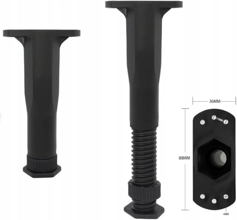 Nóżki meblowe Regulowane do sofy stołu szafki nocnej 18-34 cm Czarny 2szt