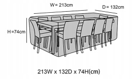Pokrowiec ogrodowy na zestaw 213 x 132 x 74 cm czarny