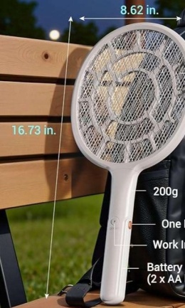 Rakieta elektryczna na owady łapka na komary muchy biała packa 2 szt