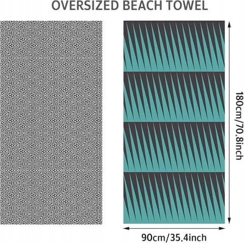 Ręcznik plażowy Mikrofibra 90x180cm Szybkoschnący Dwustronny Zielony