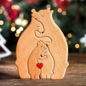Rzeźba drewniana Puzzle Rodzina niedźwiedzi symbolizująca więzi rodzinne