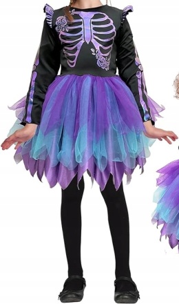 Sukienka Strój Kostium Przebranie Halloween Dla Dziewczynki Szkielet L