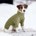Sweter dla psa ubranko ciepłe z golfem sweter dzianinowy zielony rozmiar M