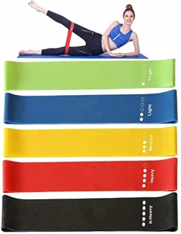 Taśma Gumy do Ćwiczeń Fitness Pilatesu 5 Różne Poziomy Zestaw 5szt