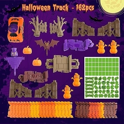Tor wyścigowy Budowa torów Zestaw zabawek na Halloween Świecące 164el.