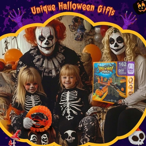 Tor wyścigowy Budowa torów Zestaw zabawek na Halloween Świecące 164el.
