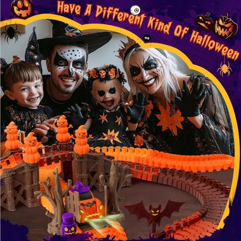 Tor wyścigowy Budowa torów Zestaw zabawek na Halloween Świecące 164el.