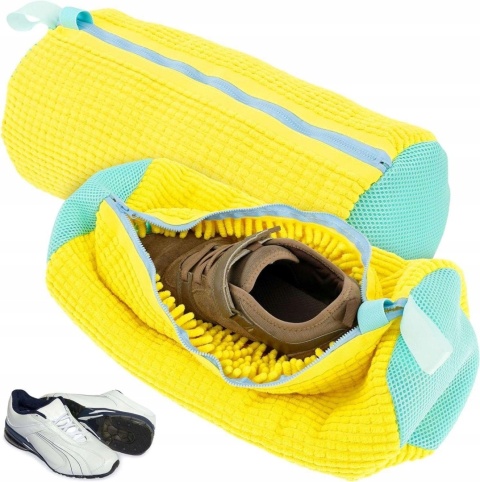 Worek torba do prania butów z wypełniaczem czyszczącym 360° 38x19cm żółty