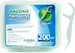 Wykałaczki Z Nicią Dentystyczną Miętowy Smak Zestaw 200 Sztuk