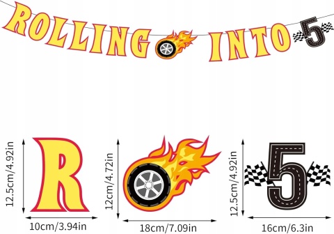 Baner urodzinowy wyścigi samochody racing do pokoju zestaw dekoracji