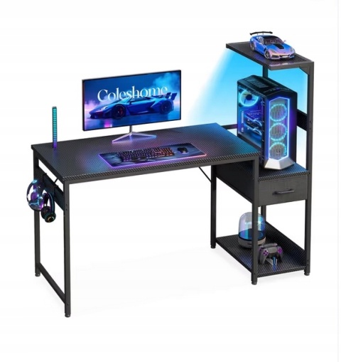 Biurko Gamingowe z Oświetleniem LED, 120×48 cm