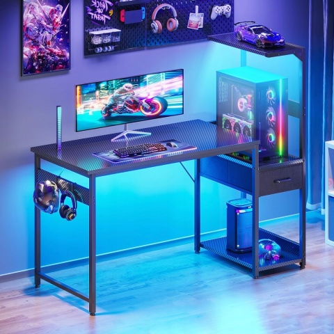 Biurko Gamingowe z Oświetleniem LED, 120×48 cm