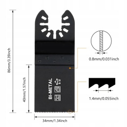 Brzeszczoty oscylacyjne bimetaliczne do drewna metalu PVC 5 szt