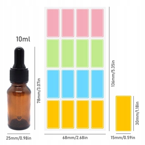 Butelki szklane z pipetą 10 ml brązowe na olejki zestaw 8 szt