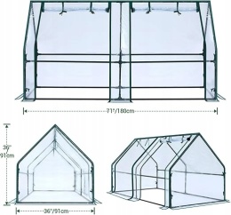 DD10 Ohuhu Mini Szklarnia Ogrodowa 180x91x91 cm Tunel Foliowy 2 Drzwi