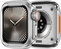 Etui Apple Watch Series 10 11 46 mm srebrne Ultra styl metalowe 2w1
