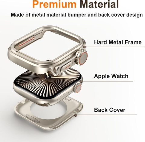 Etui Apple Watch Series 10 11 46 mm tytanowe Ultra styl metalowe 2w1