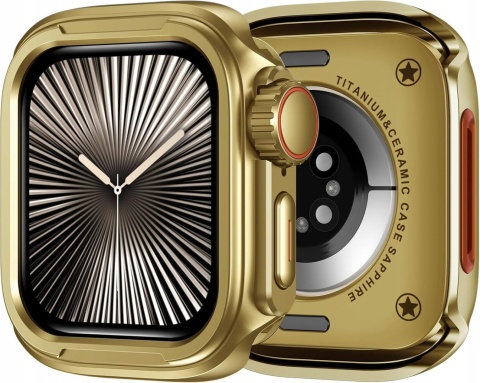 Etui Apple Watch Series 10 11 46 mm złote Ultra styl metalowe 2w1