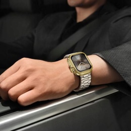 Etui Apple Watch Series 10 11 46 mm złote Ultra styl metalowe 2w1