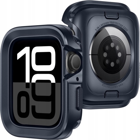 Etui Apple Watch Series 10 46 mm niebieskie metalowe ochronne 2w1