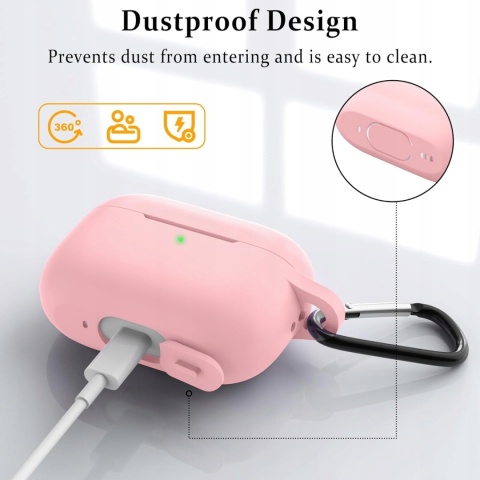 Etui Silikonowe Do AirPods Pro 2 i 1 Rozowe Z Karabinczykiem