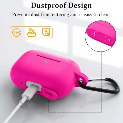 Etui Silikonowe Do AirPods Pro 2 i 1 Rozowo Czerwone Z Karabinczykiem