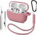 Etui Silikonowe Do AirPods Pro 2 i 1 Z Karabinczykiem Różowe