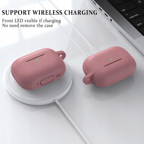 Etui Silikonowe Do AirPods Pro 2 i 1 Z Karabinczykiem Różowe